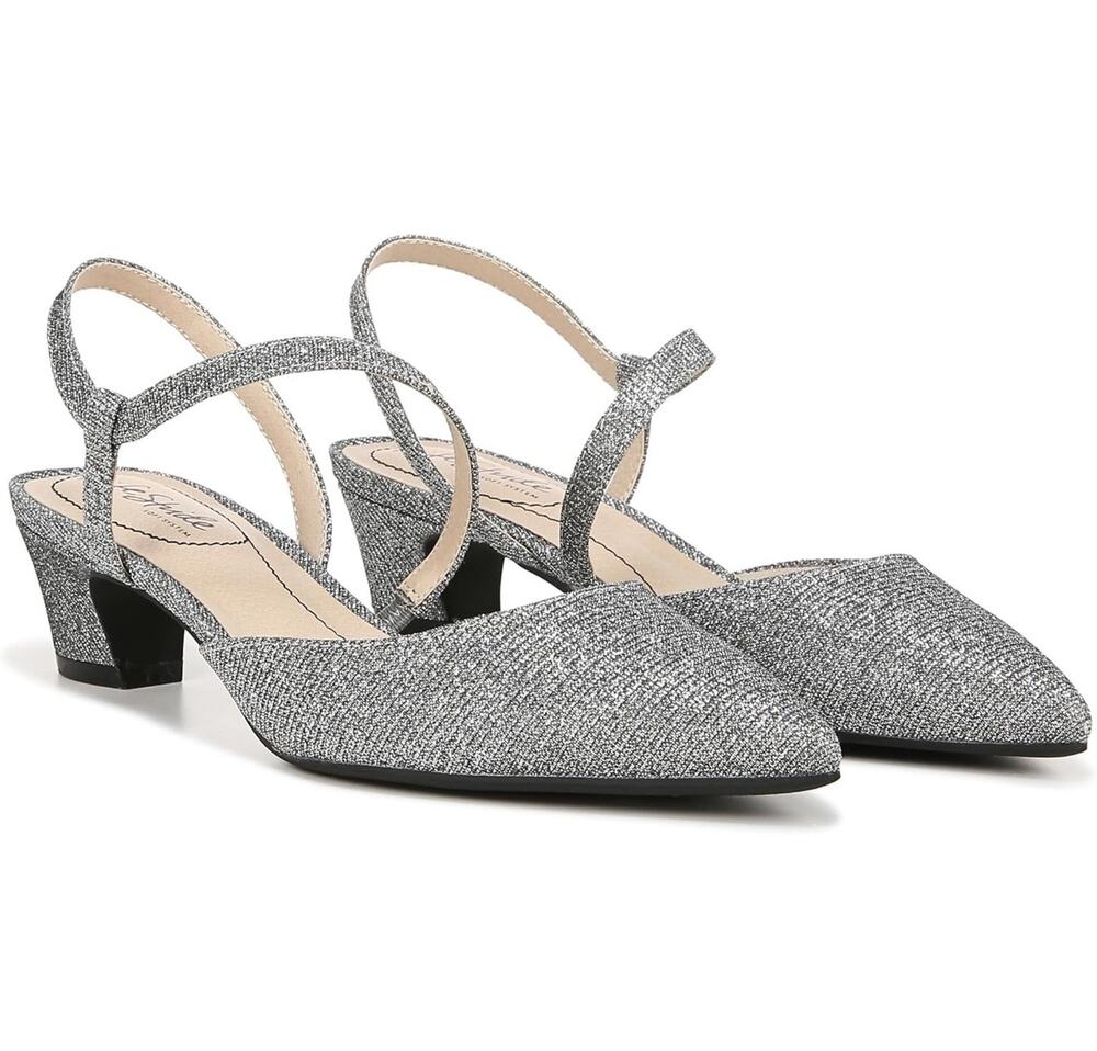 LifeStride Women's Shimmer Slingback Pumps Size 5 Pointed Toe Comfort Low Heels